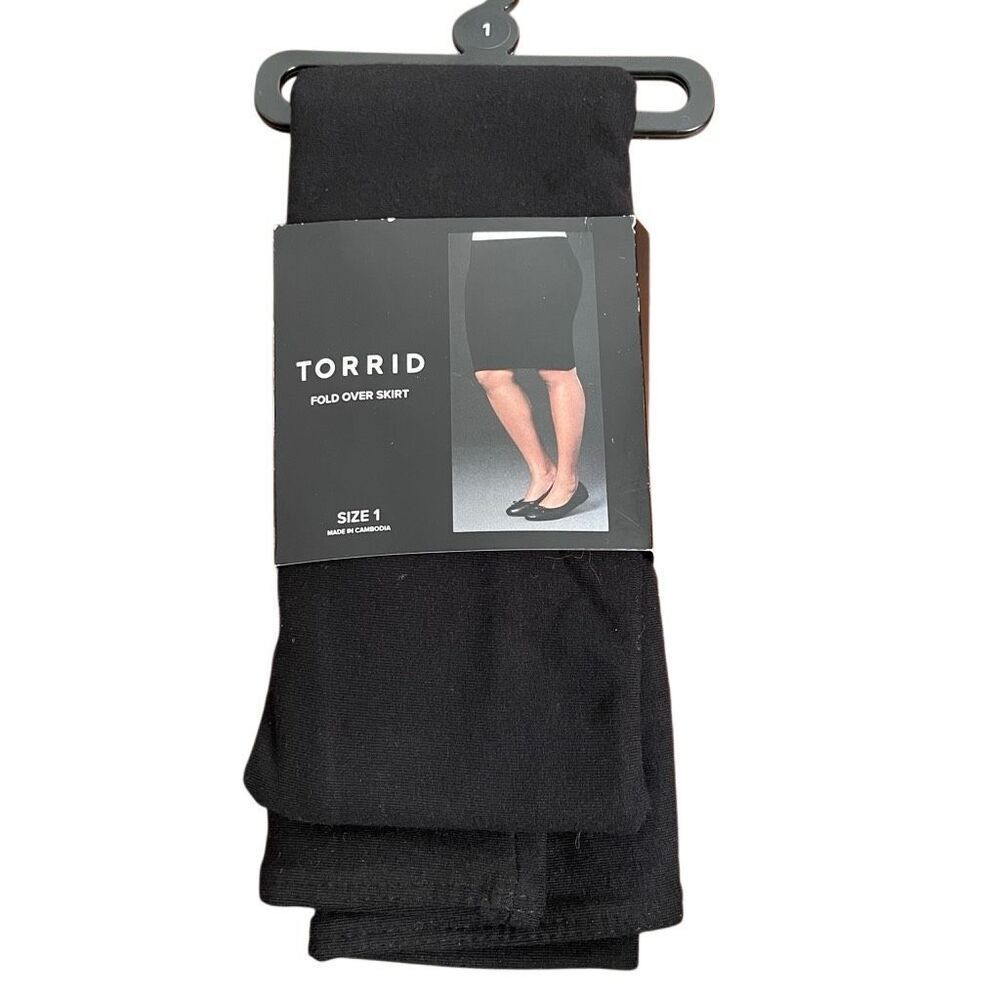 Torrid Womens Mini Jersey Foldover Pencil Skirt 14/16 Deep Black Stretch Capsule